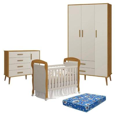 Quarto de Bebê Isis e Danny 3 Portas 4 Gavetas MDF Areia Savana Reller Móveis
