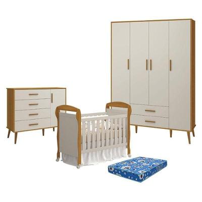 Quarto de Bebê Isis e Danny 4 Portas 4 Gavetas MDF Areia Savana Reller Móveis