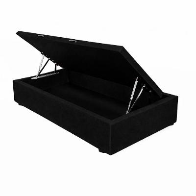 Cama Box com Baú Solteiro Helena MDF-MDP Suede Preto do Lar Móveis e Decoração