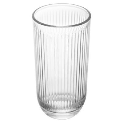 Copo Alto Canelado em Vidro 233ML Resistente para Drinks Transparente Lyor