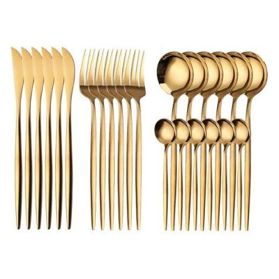 Conjunto de Talheres 24 Peças Aço Inox Dourado para Mesa Top Rio Comercial
