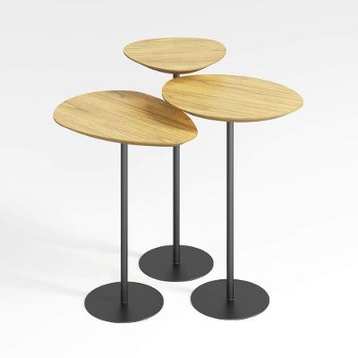 Conjunto de Mesas Laterais Kaleo Orgânico MDF Aço 3 Peças Preto Damasco