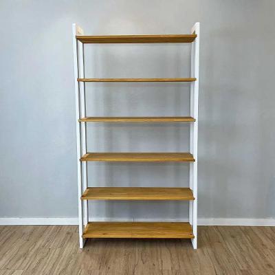 Estante Linea Ample 6 Prateleiras Pinus 101CM Nozes e Branco