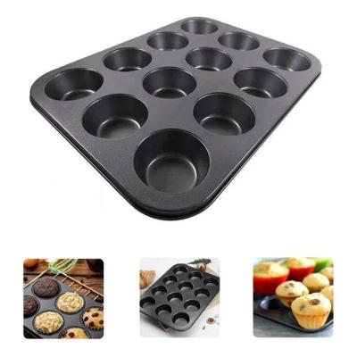 Forma para Cupcake de Alumínio 12 Cavidades Antiaderente Preta