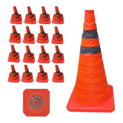 Kit 16 Cones Retráteis SU-CONE2-1 Faixas Refletivas 40cm Laranja Leva Pra Casa