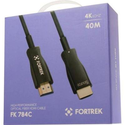 Cabo HDMI Fibra Óptica 4K FK 784C 40M com Largura de Banda 18.2GBPS Preto Fortrek