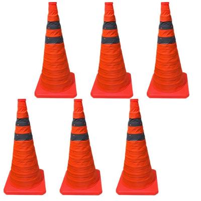 Kit 6 Cones Retráteis Dobráveis Faixas Refletivas Sinalização Laranja Mundo LGBT