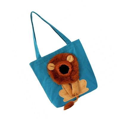 Bolsa de Transporte para Pets BSL3905 Estampa Leão Náilon Azul Gato e Cachorro