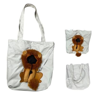 Bolsa de Transporte para Pets Estampa Leão Náilon Branco 34x33CM