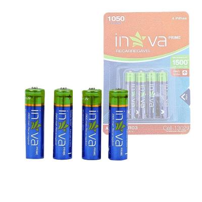 Kit 4 Pilhas Recarregáveis AAA Inova CELL-13029 HR03 1.2V 1050mAh Ni-MH