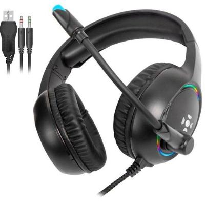 Headset Gamer Holt com Conexão P2 e USB, Cancelamento de Ruído e Iluminação RGB para Jogos Preto