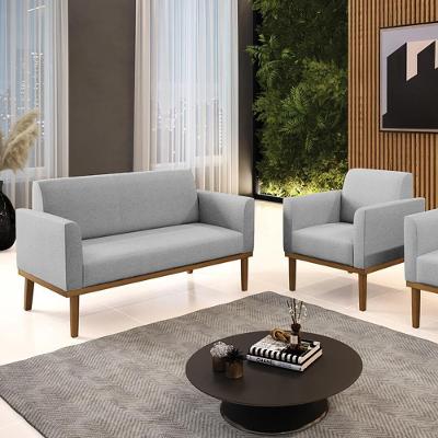 Conjunto Poltrona e Namoradeira Isabella G19 Linho Cinza Gran Belo