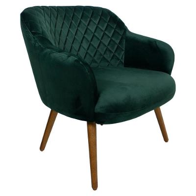 Poltrona Decorativa Kitana Pés Palito Veludo Verde Gran Belo
