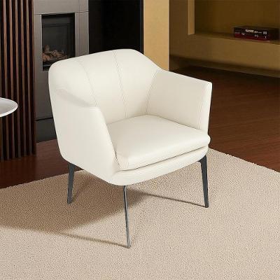 Poltrona Decorativa Rosalie Pés de Ferro Couro Off White Gran Belo