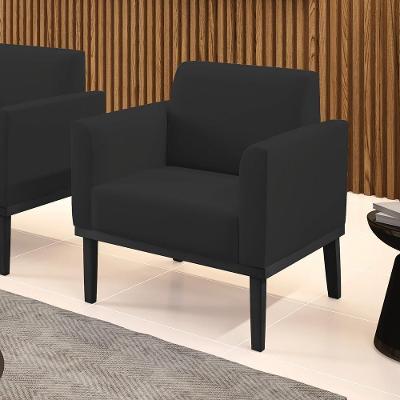 Poltrona Decorativa Isabella Veludo Pés Madeira Preto Gran Belo