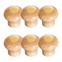 Kit 6 Puxador Tampa Vidro E Ferro Pomel Madeira E Parafuso - 1