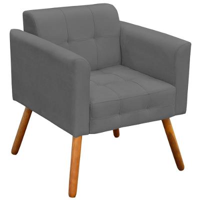 Poltrona Decorativa Karen Pés Palito Suede Grafite Gran Belo