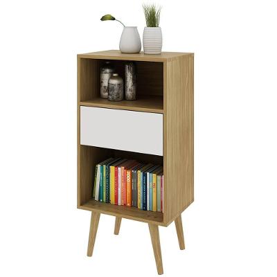 Estante E1715 2 Prateleiras 1 Gaveta MDP 45cm Off White Gran Belo