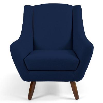Poltrona Decorativa Naomi Veludo Azul Oxford Confortável Gran Belo