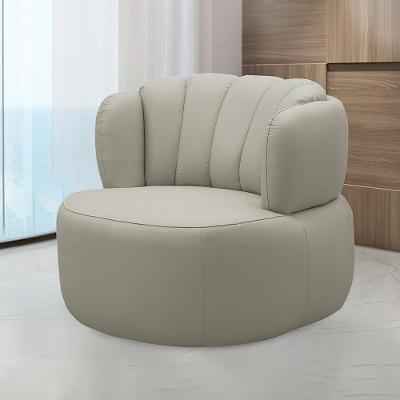 Poltrona Decorativa Mariele G88 Giratória Couro Bege Gran Belo