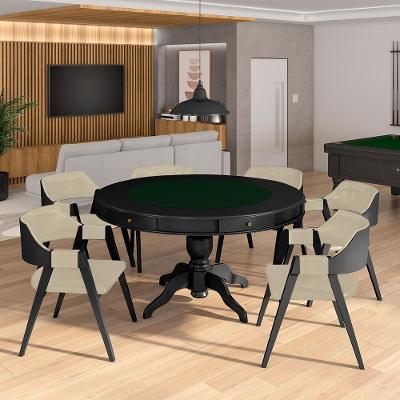 Mesa de Jogos Bellagio G42 6 Lugares MDF Tampo Reversível Preto Gran Belo