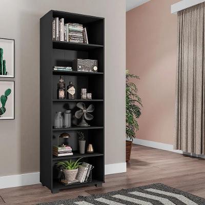 Estante de Livros Alf G47 5 Prateleiras MDP Texturizado Preto Gran Belo