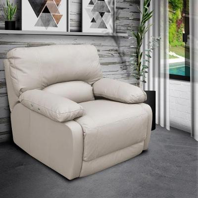 Poltrona Reclinável Elétrica Asmará Power Touch Small Couro Off White Gran Belo
