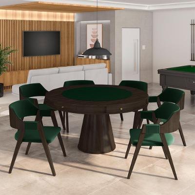 Mesa de Jogos Bellagio 6 Lugares Tampo Reversível Veludo Verde Gran Belo