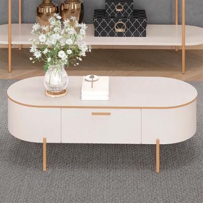 Mesa de Centro Bento G18 Retangular MDF Metal 107,5CM Off White Gran Belo
