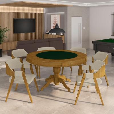 Mesa de Jogos Bellagio Tampo Reversível 6 Cadeiras Mel Gran Belo