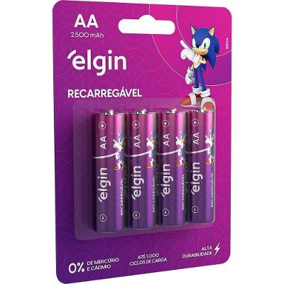 Pilha Recarregável AA Elgin 1,2V Alcalina Ecologicamente Correta 4 Unidades