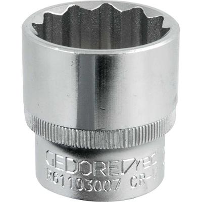 Soquete Estriado Red 1-2 30MM Aço Cromo Vanádio Niquelado Gedore