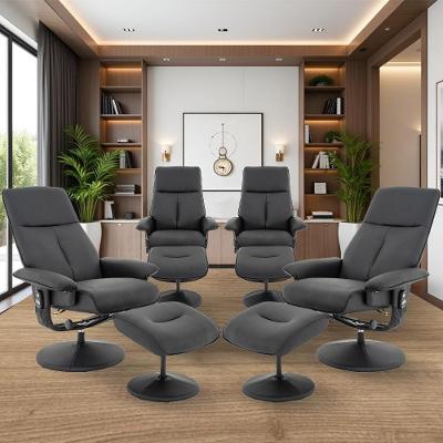 Kit 4 Poltronas Arizona Massagem Reclinável Giratória Couro Sintético Preto Gran Belo