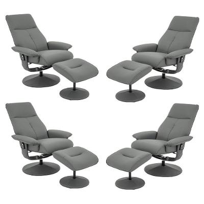 Kit 4 Poltronas Arizona Massagem Giratória Reclinável Couro Sintético Fendi Gran Belo