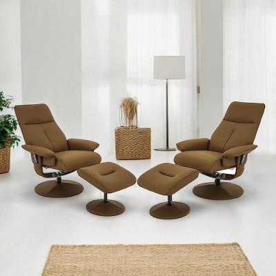 Kit 2 Poltronas Nebraska G56 Reclinável Elétrica com Massagem Caramelo Rivatti