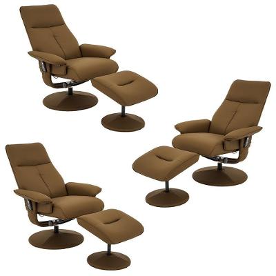 Kit 3 Poltronas do Papai Nebraska Reclinável Giratória Massagem Caramelo Rivatti Móveis