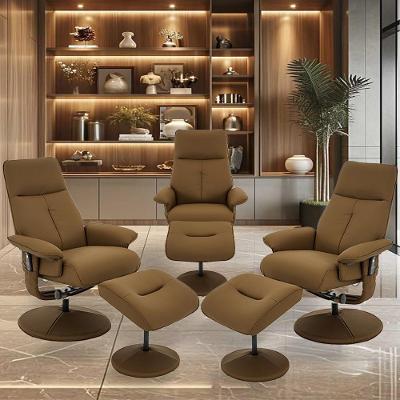 Kit 3 Poltronas de Massagem Arizona Giratória Reclinável Couro Sintético Caramelo Gran Belo