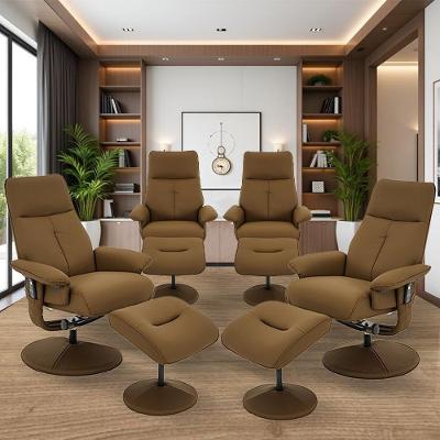 Kit 4 Poltronas de Massagem Arizona Giratória Reclinável Couro Sintético Caramelo Gran Belo