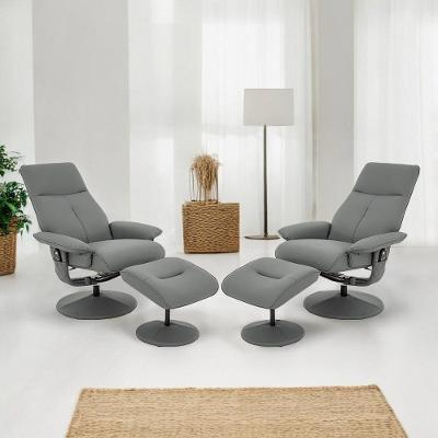 Kit 2 Poltronas do Papai Nebraska Reclinável Giratória Massagem PU Fendi Rivatti