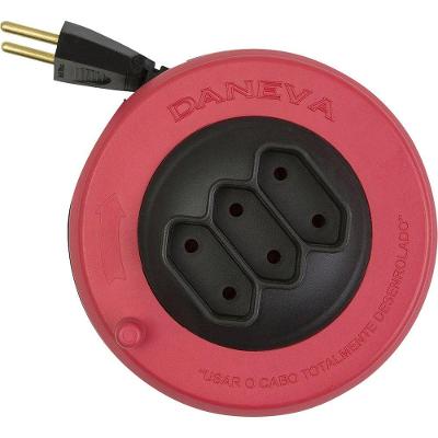 Extensão Elétrica Pop Spin 1495 5M 3 Tomadas 2P 10A Enrolável Daneva