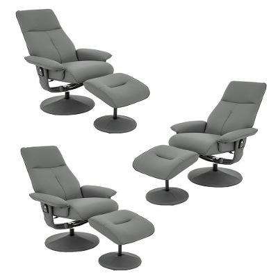 Kit 3 Poltronas de Massagem Arizona Giratória Reclinável Couro Sintético Fendi Gran Belo