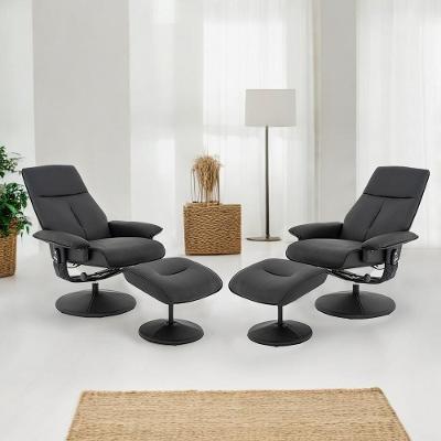 Kit 2 Poltronas do Papai Nebraska Reclinável Giratória Massagem Preto Rivatti Móveis