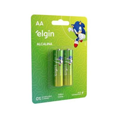 Pilha Alcalina AA Elgin Pequena Blister com 2 Unidades
