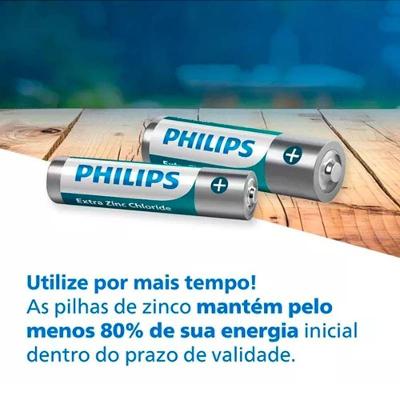 Pilha AAA Philips Cloreto de Zinco Extra sem Mercúrio