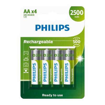 Pilha Recarregável AA Philips R6B4RTU25-59 1.2V 2500MAH 4 Unidades