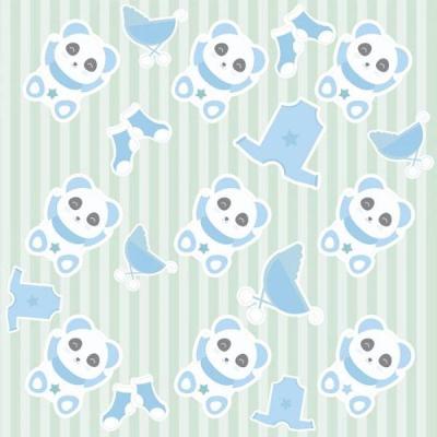 Papel de Parede Infantil Ursinho Menino Estampa Azul Casah