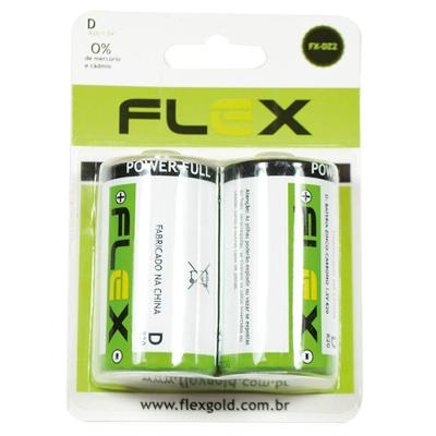 Pilha D Zinco 2 Flex FX-DZ2 1,5V Tipo LR20 com 2 Unidades
