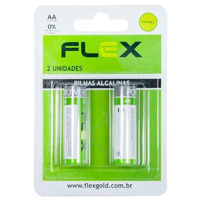 Pilha Alcalina 2 Flex FX-AAK2 1,5V AA com 2 Unidades Cartela