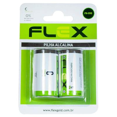Pilha Alcalina C FX-CK2 1,5V Longa Durabilidade 2 Unidades 2 Flex