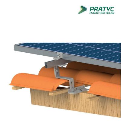 Estrutura Fixação Painéis Solares Telha Colonial 4 Placas Alumínio Pratyc